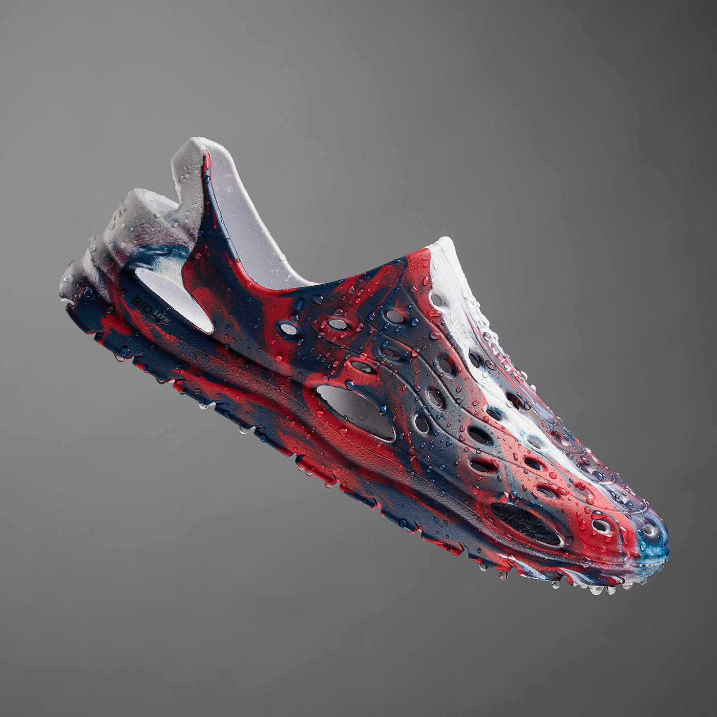 Red, White, and Blue Swirl Unisex Riptide Sandal Main View.