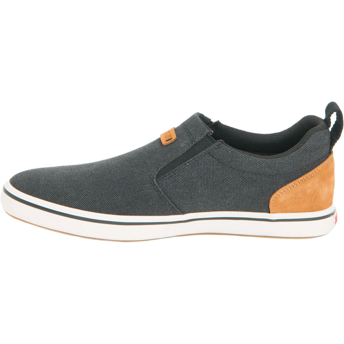 Black Men's Canvas Sharkbyte Deck Shoe Instep View.