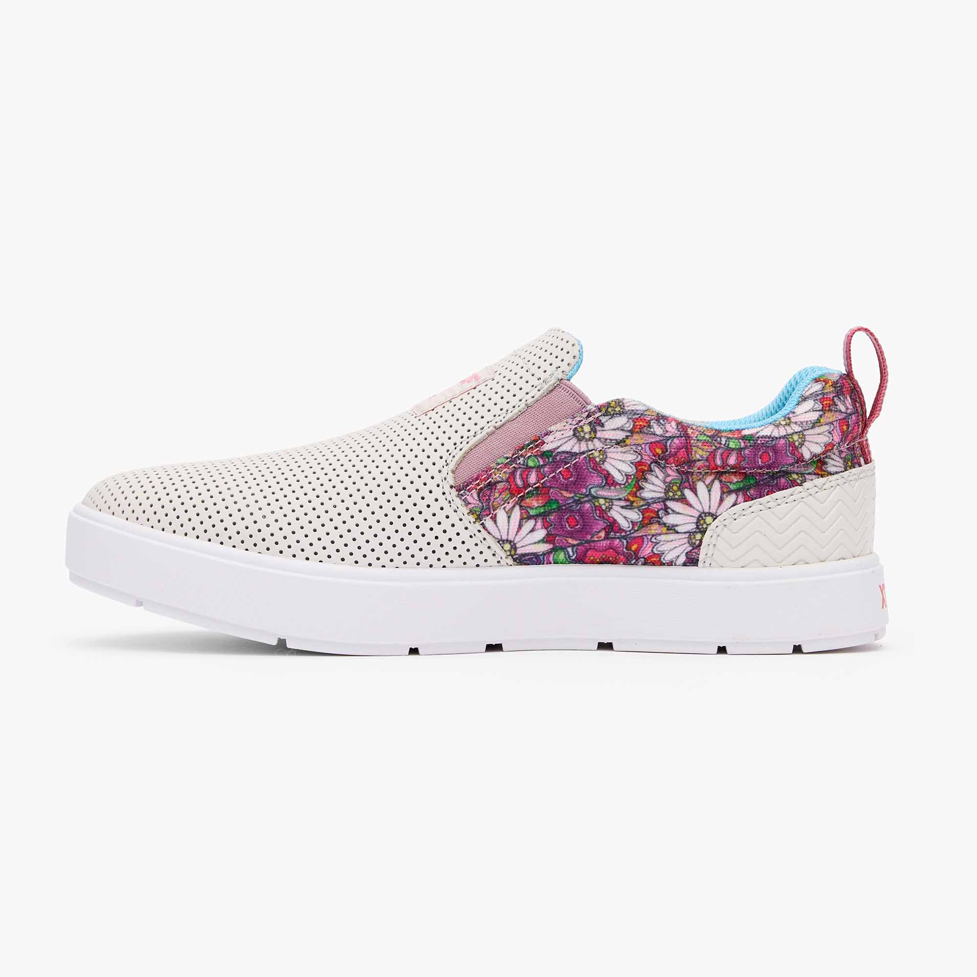 White Onyx Multi Floral Fish Women's Fishe®Wear Sharkbyte 2.0 Eco Deck Shoe Instep View.