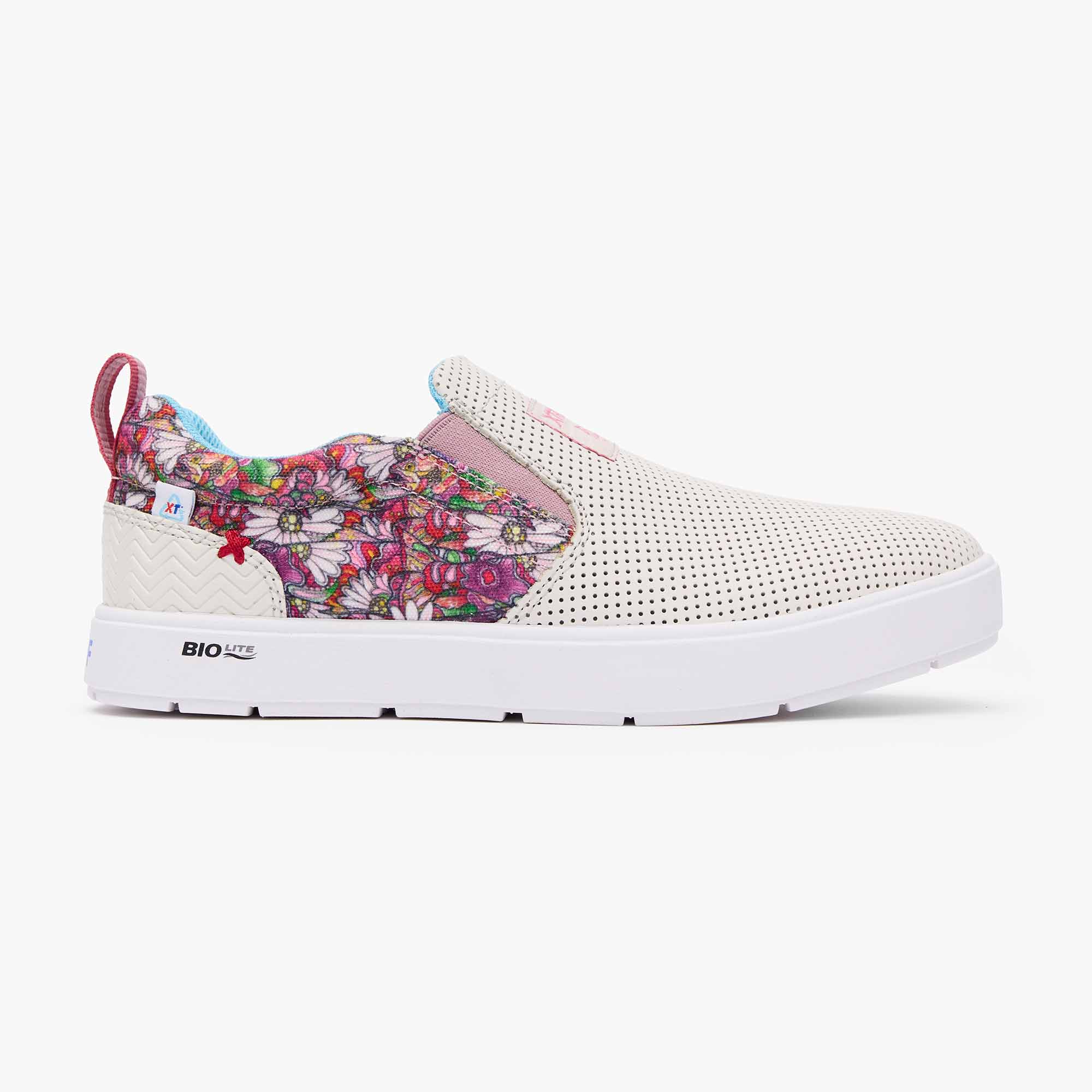 White Onyx Multi Floral Fish Women's Fishe®Wear Sharkbyte 2.0 Eco Deck Shoe Profile.