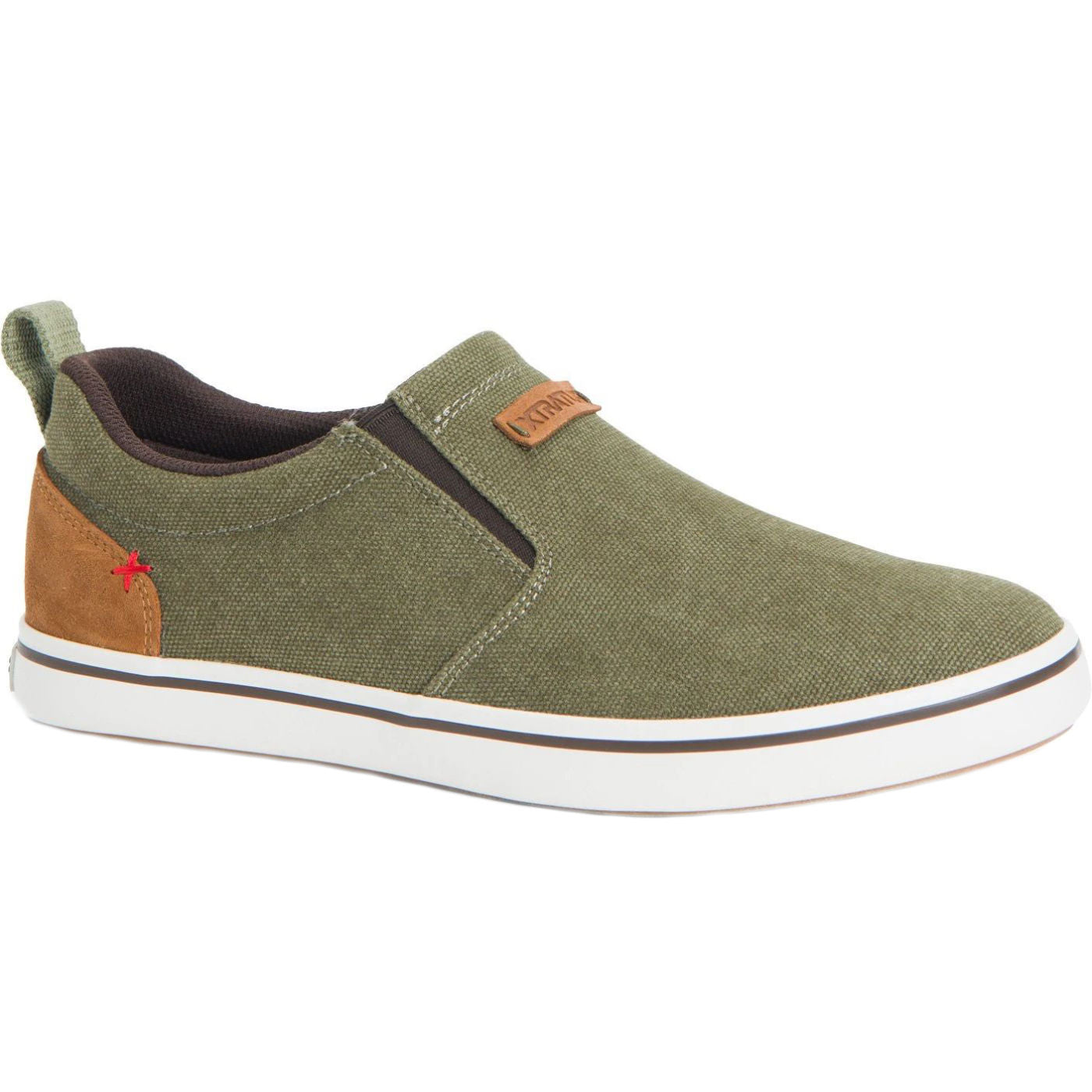 Olive Men's Canvas Sharkbyte Deck Shoe Main View.