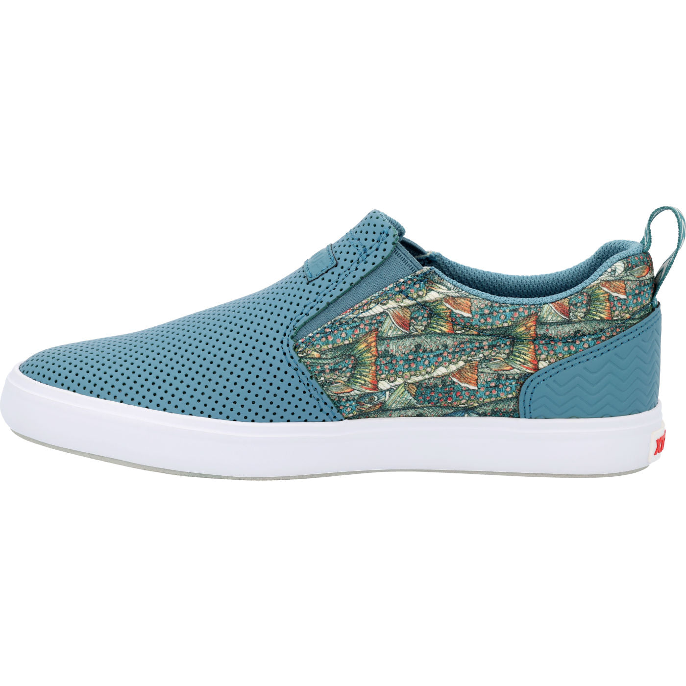 Blue Women's Fishe®Wear Leather Sharkbyte Deck Shoe Instep View.