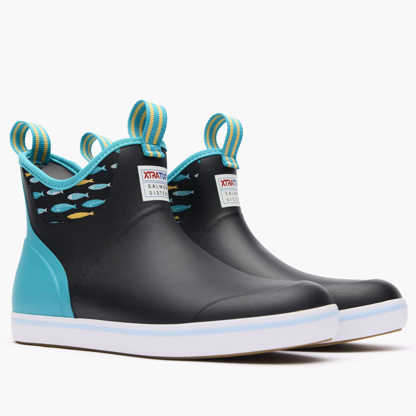 Black Women's Salmon Sisters Ankle Deck Boot Alternate View.
