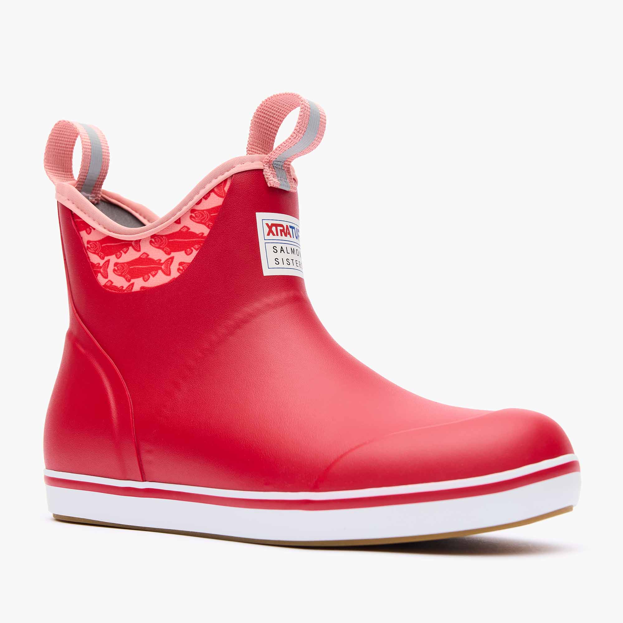 Red Women's Salmon Sisters Ankle Deck Boot Main View.