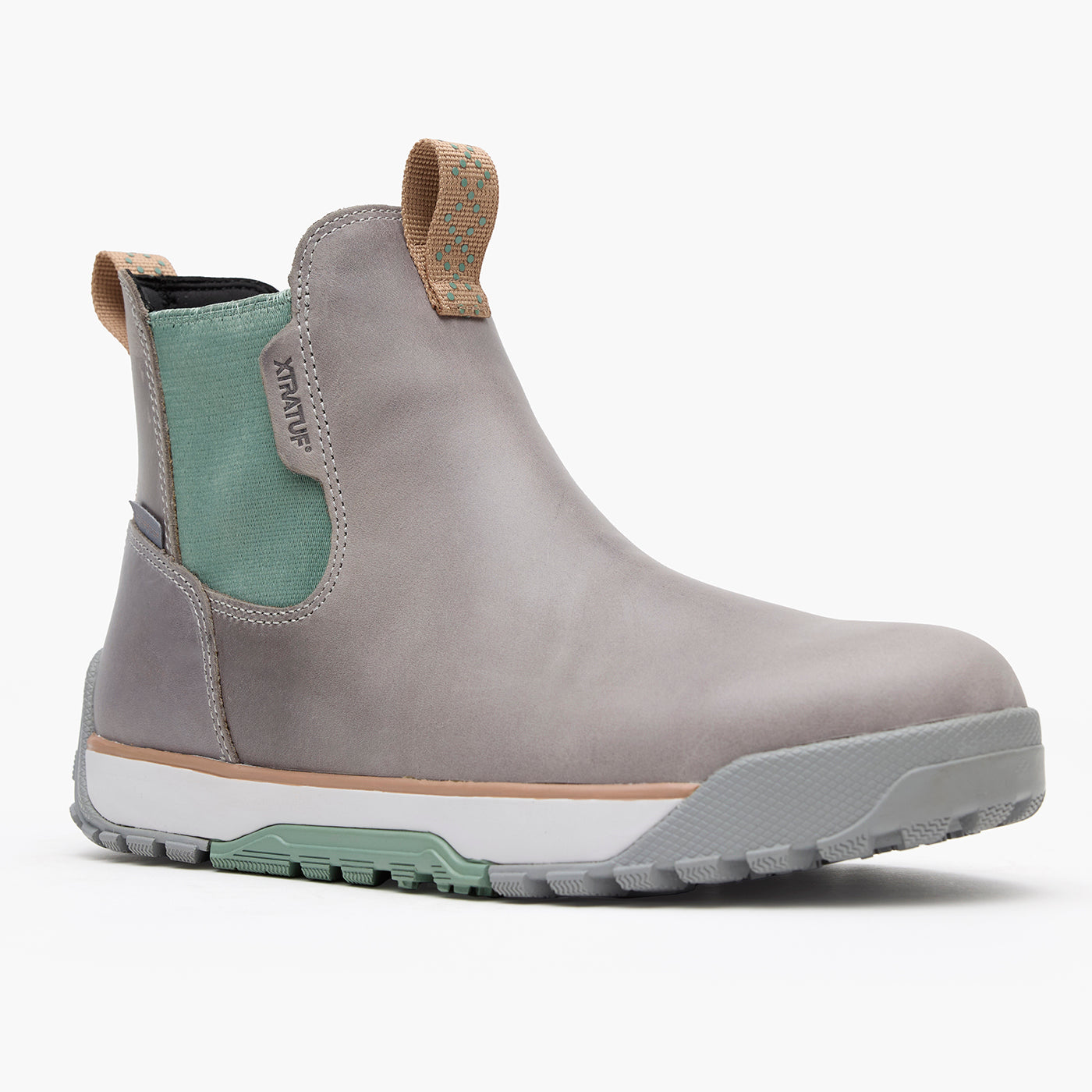 Grey / Iceberg Women's Leather Ankle Deck Boot Main View.