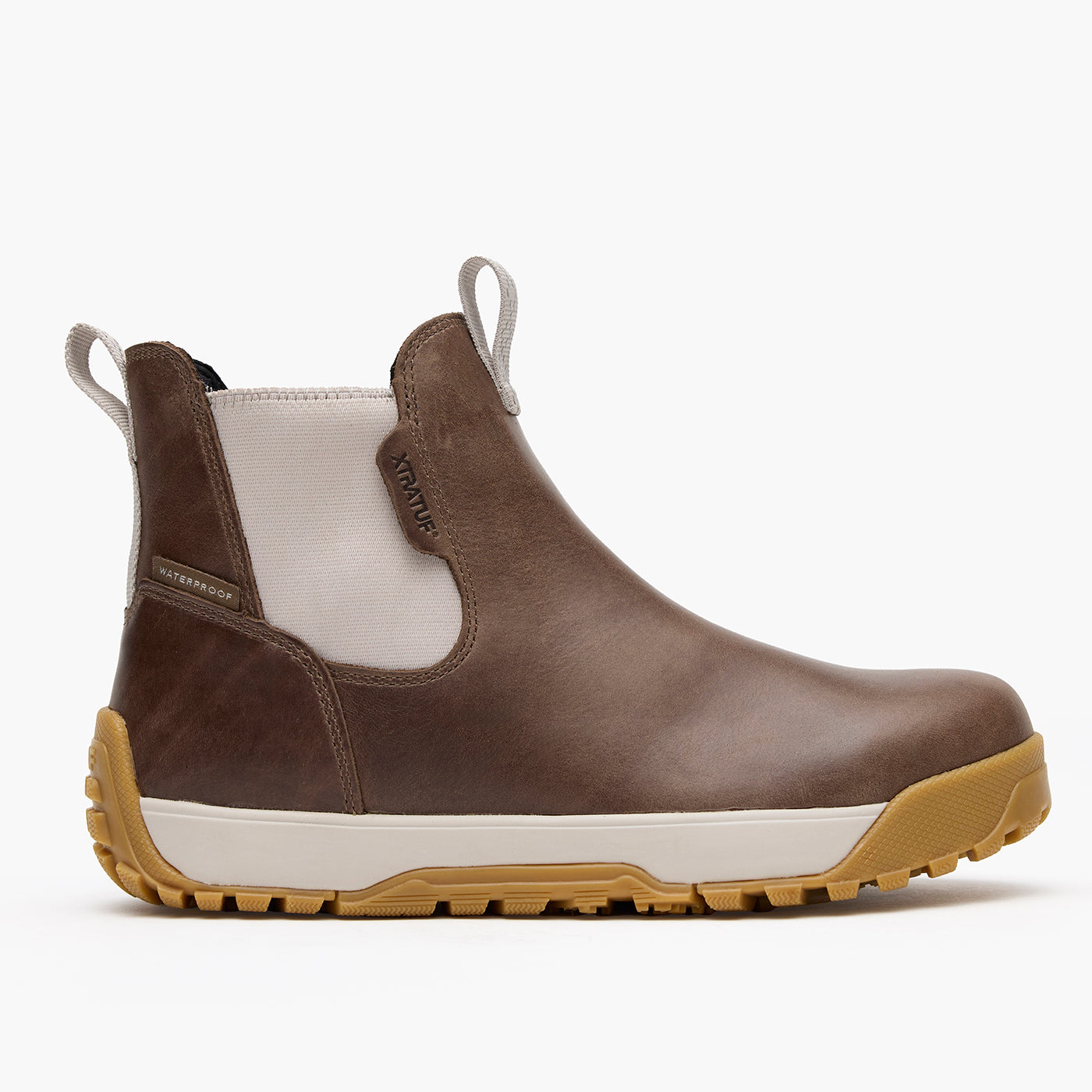 Fossil / Stone Women's Waterproof Leather Ankle Deck Boot Profile.