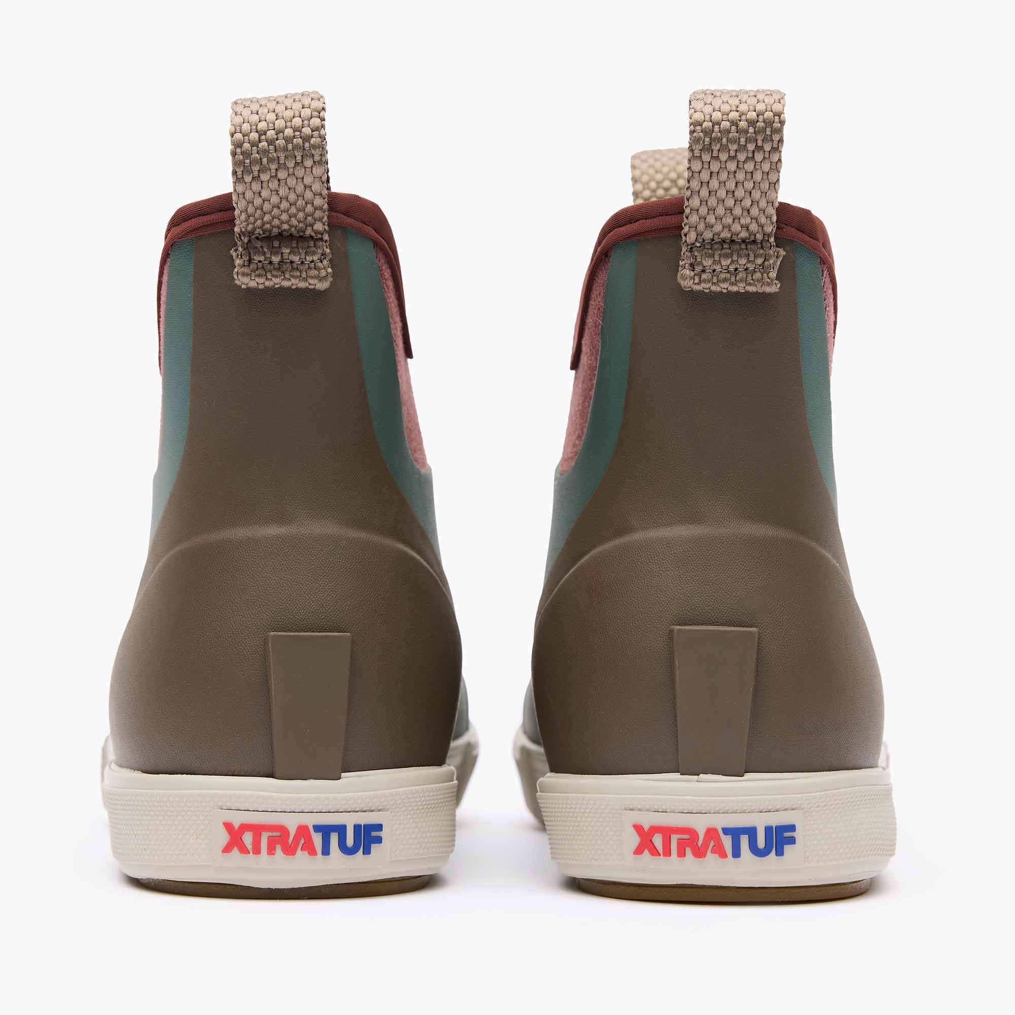 Green Women's Vintage Ankle Deck Boot Back View.