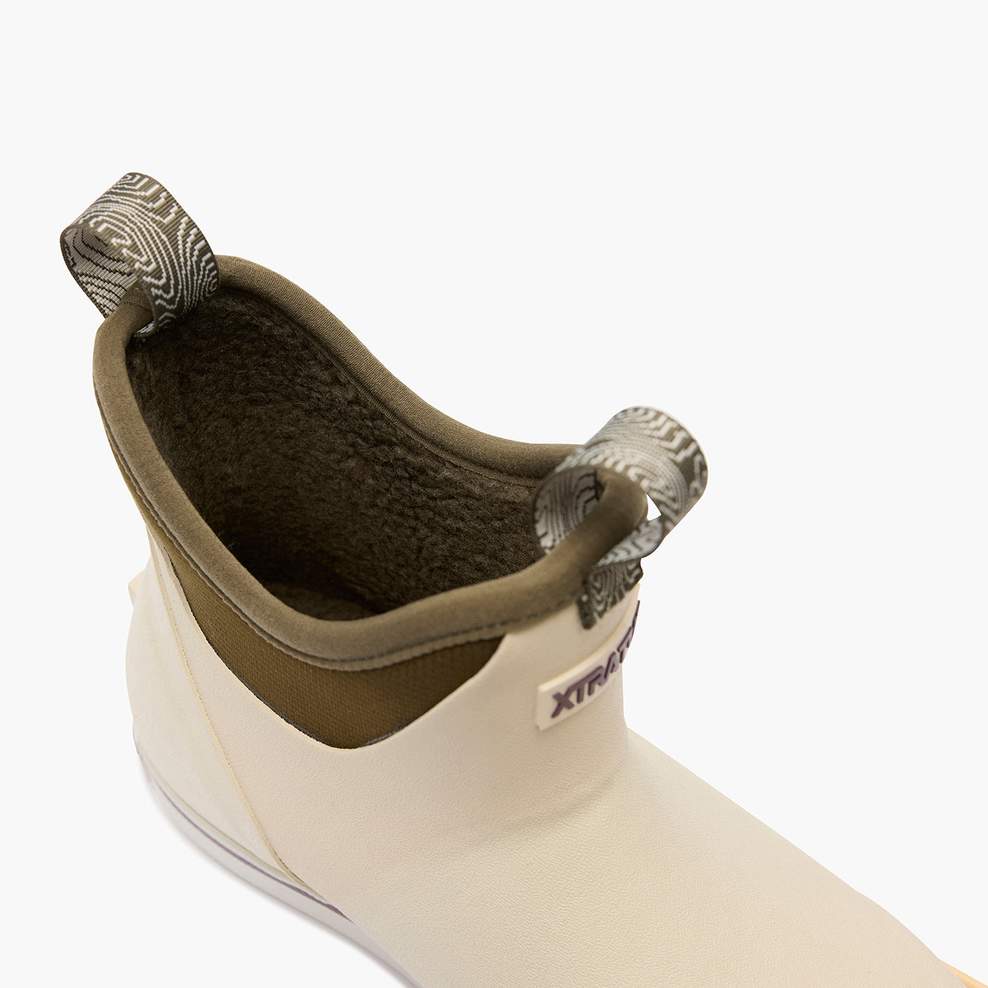 Bone White / Dark Olive Women's Camp Fleece Lined Ankle Deck Boot Alternate 2.