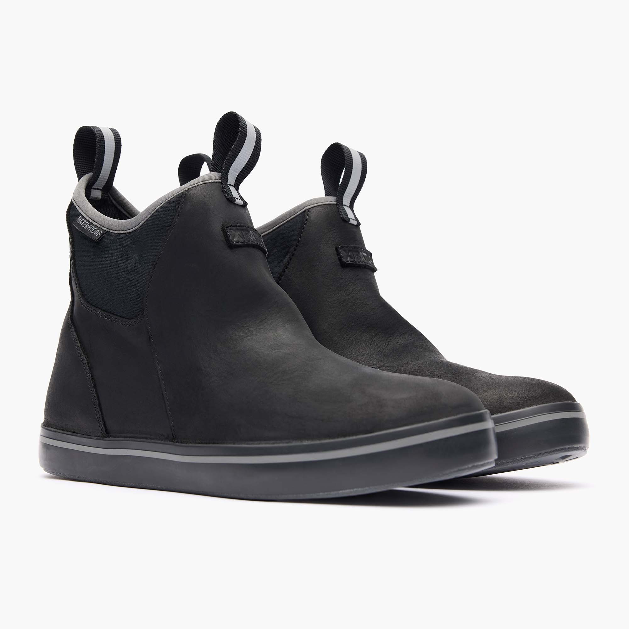 Black Women's Leather Ankle Deck Boot Main 2.
