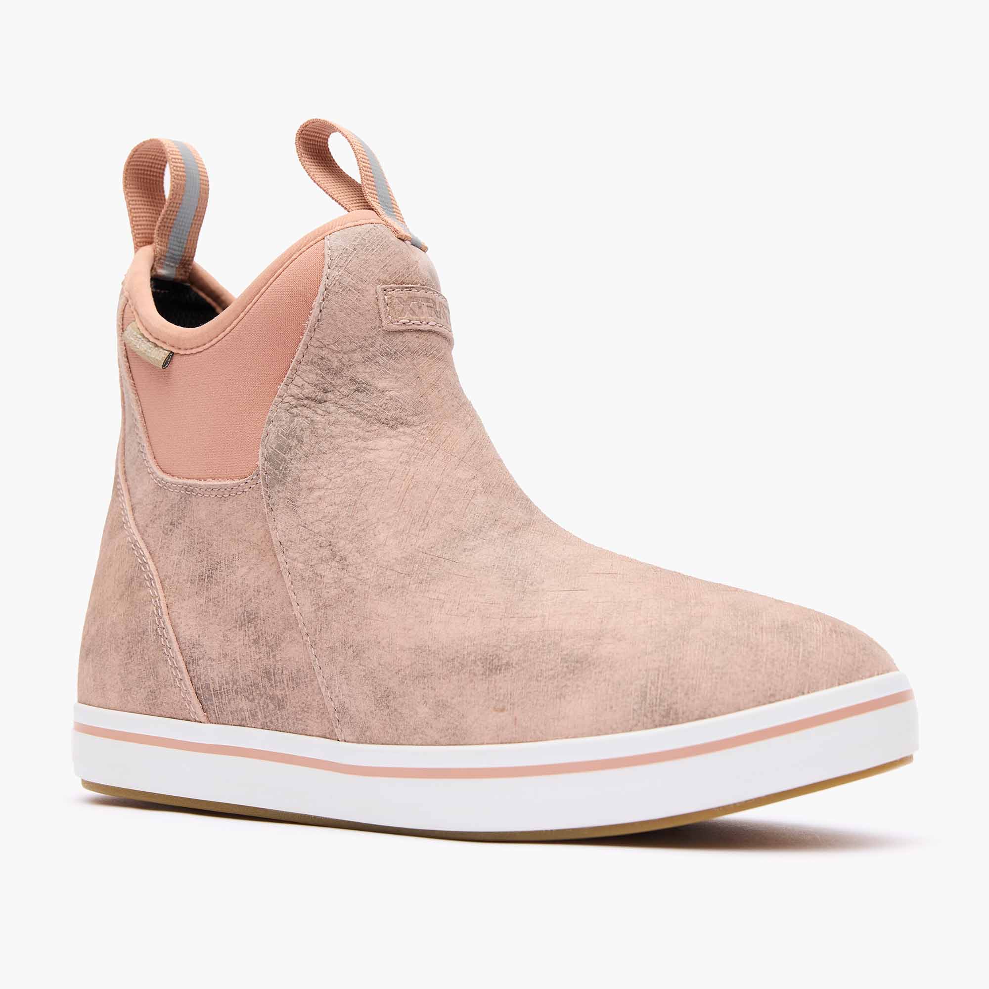 Pink Women's Leather Ankle Deck Boot Main View.