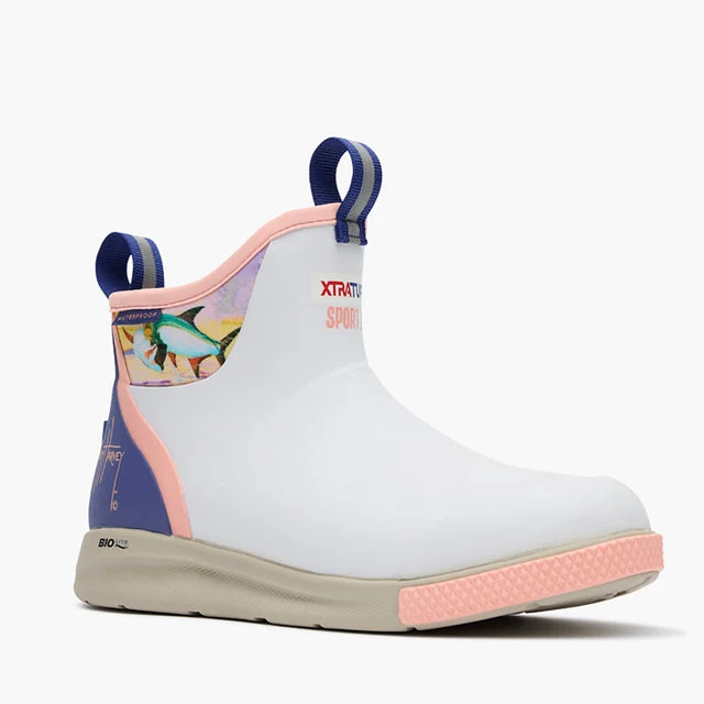 White / Sunset Tarpon Women's Ankle Deck Boot Sport Guy Harvey