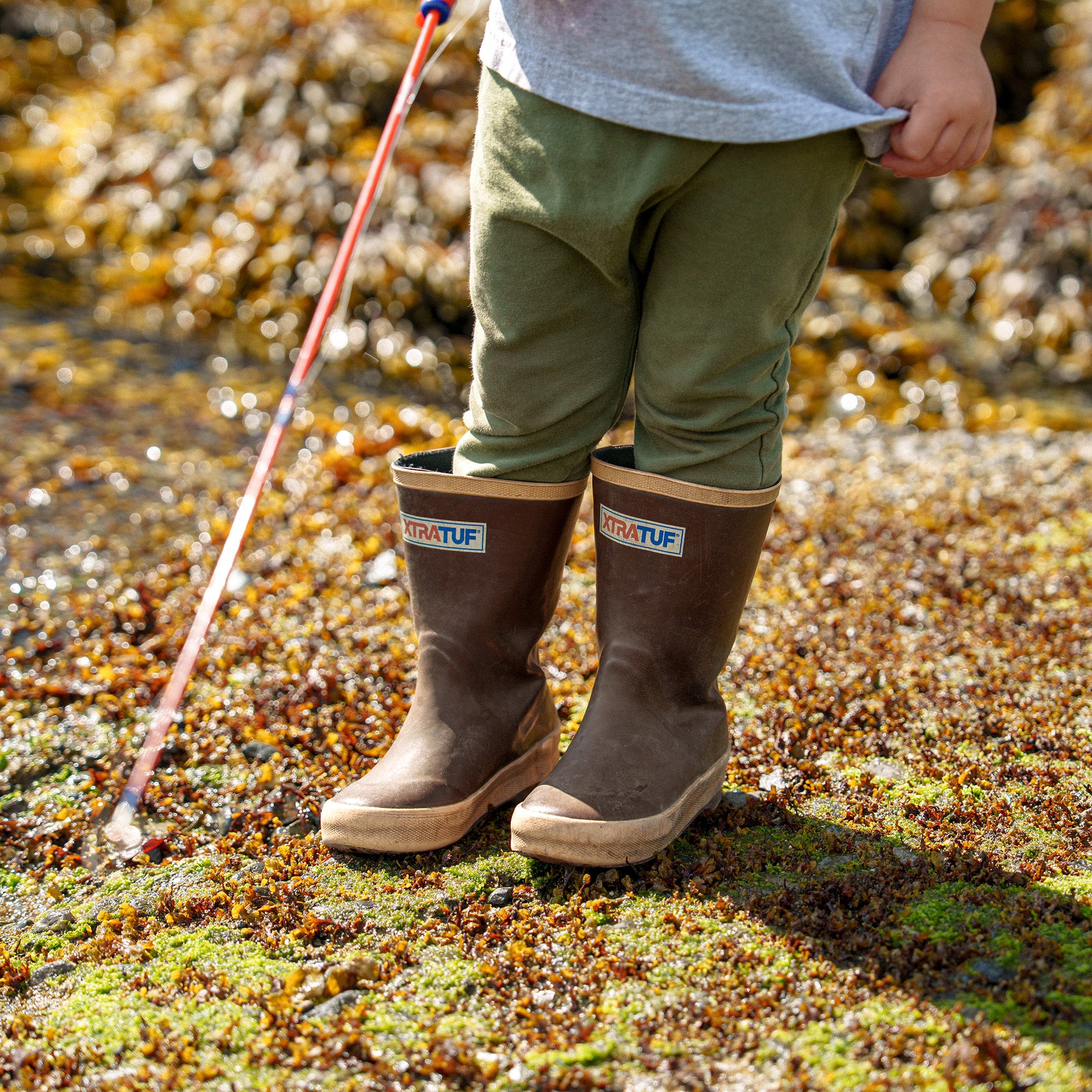 Brown Big Kids 8" Legacy Boot On-Foot View.