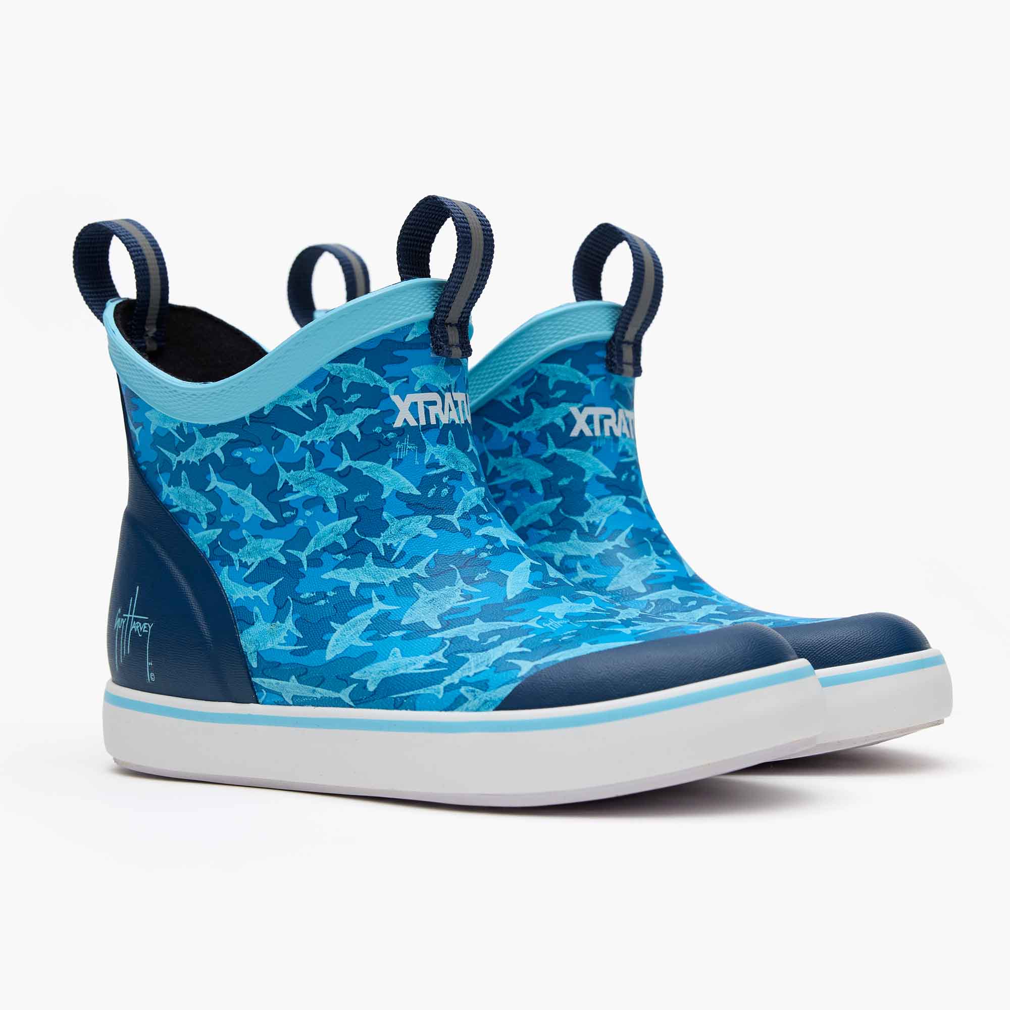Blue Shark Camo Big Kids Ankle Deck Boot Guy Harvey Alternate 5.