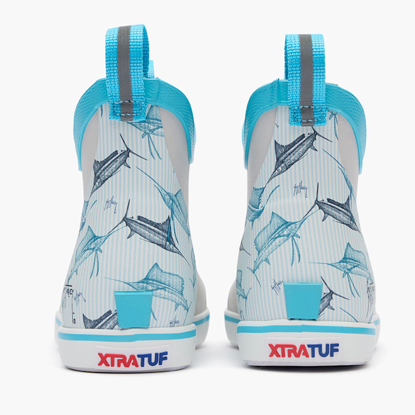 Cloud / Sailfish Stripe Kids' Ankle Deck Boot Guy Harvey Pair View.