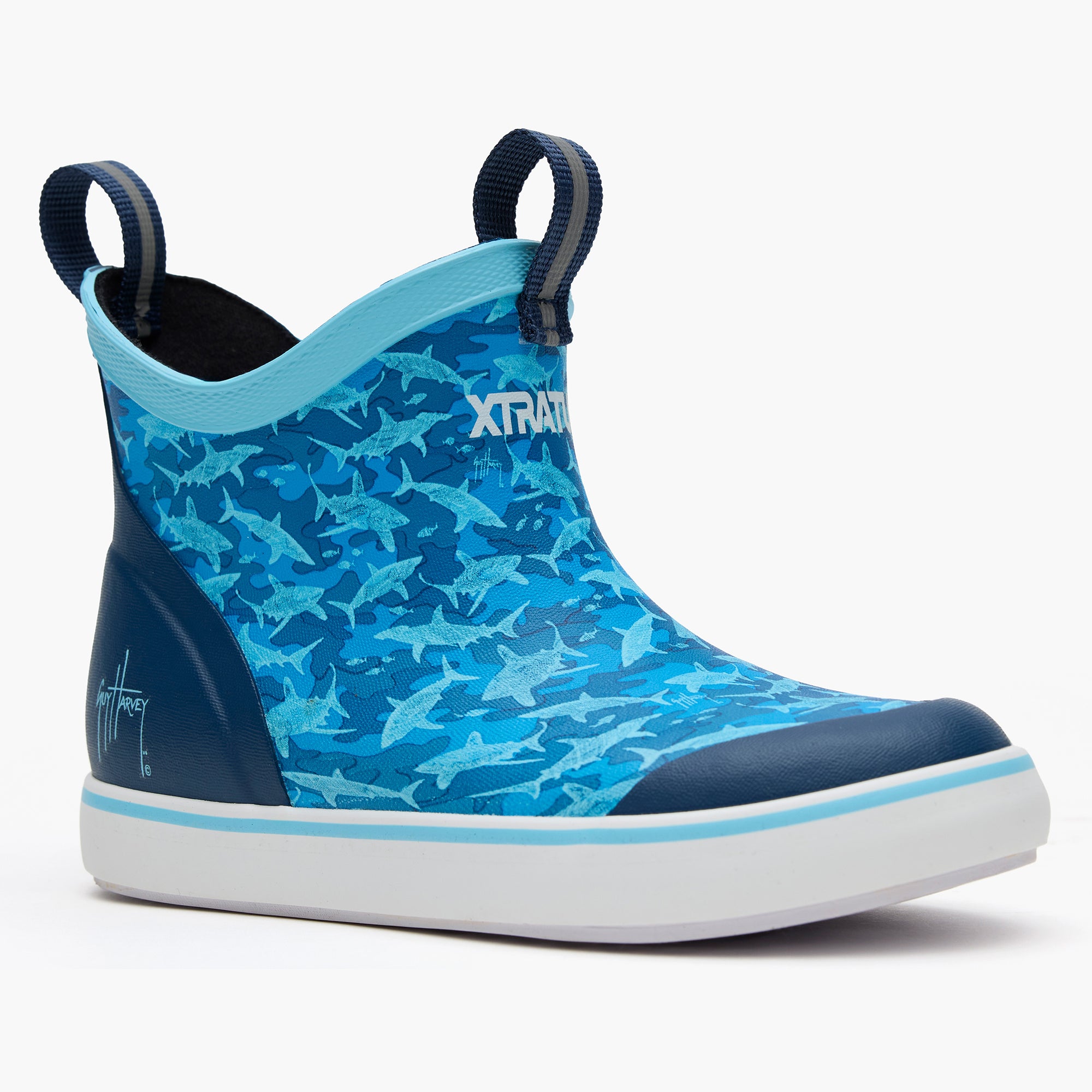 Blue Shark Camo Kids' Ankle Deck Boot Guy Harvey Main View.