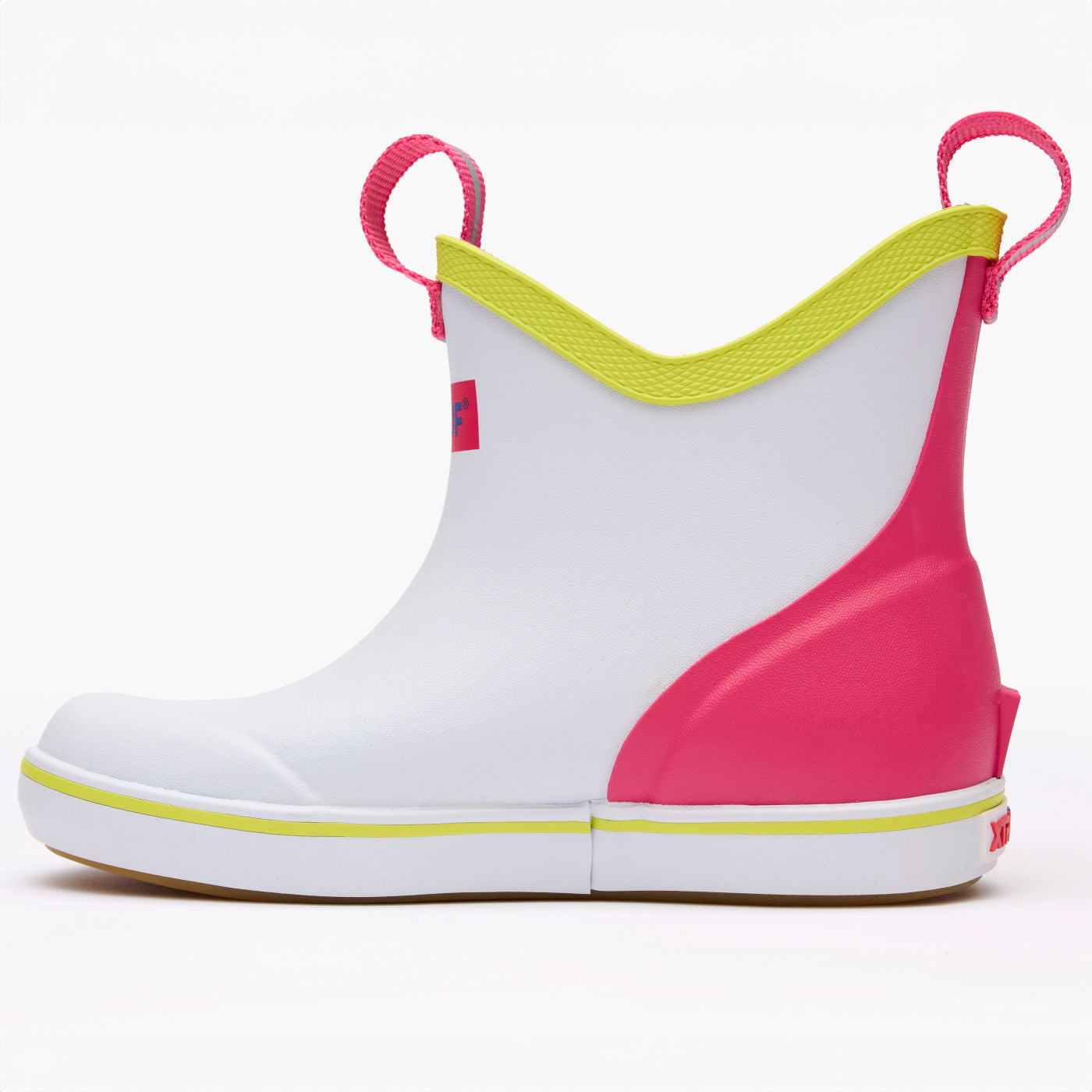 White Multi Pink Little Kids Ankle Deck Boot Instep View.