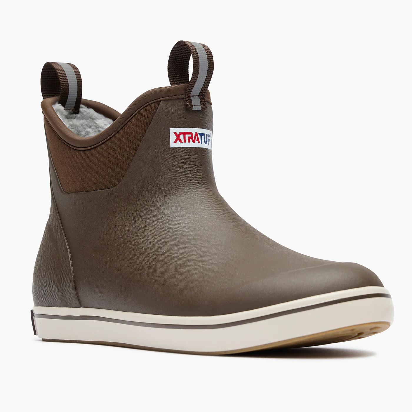 Brown Men's Fleece Lined Ankle Deck Boot Main View.