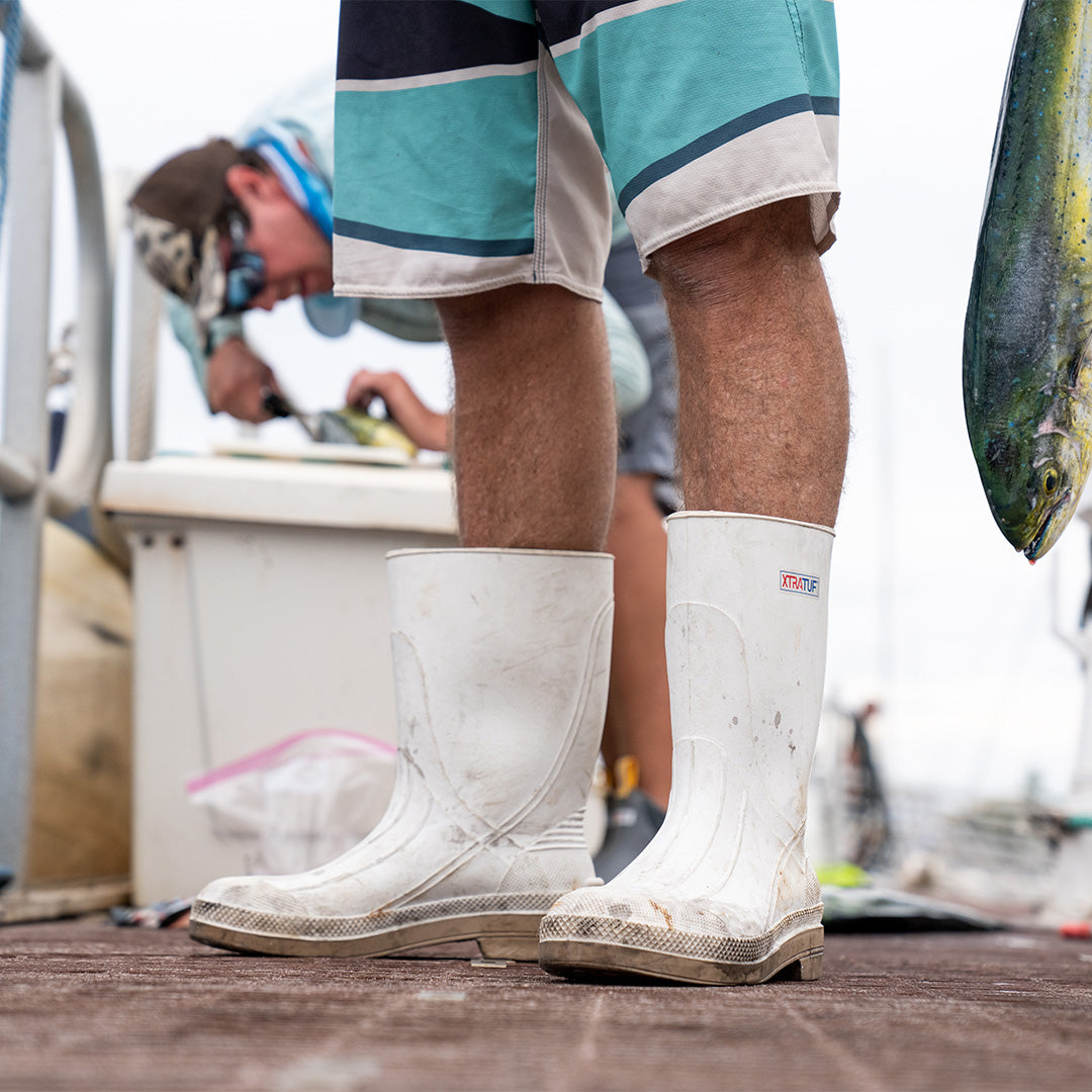 Gray Men's 11" Shrimp Boot On-Foot View.