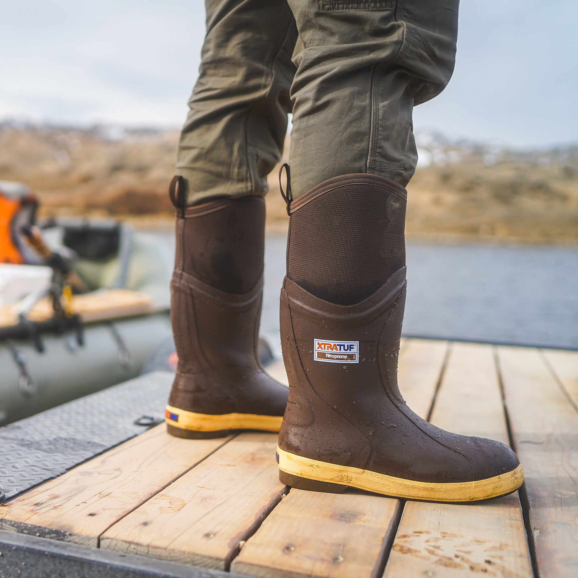 Gray Men's 15" Insulated Elite Legacy Boot On-Foot View.
