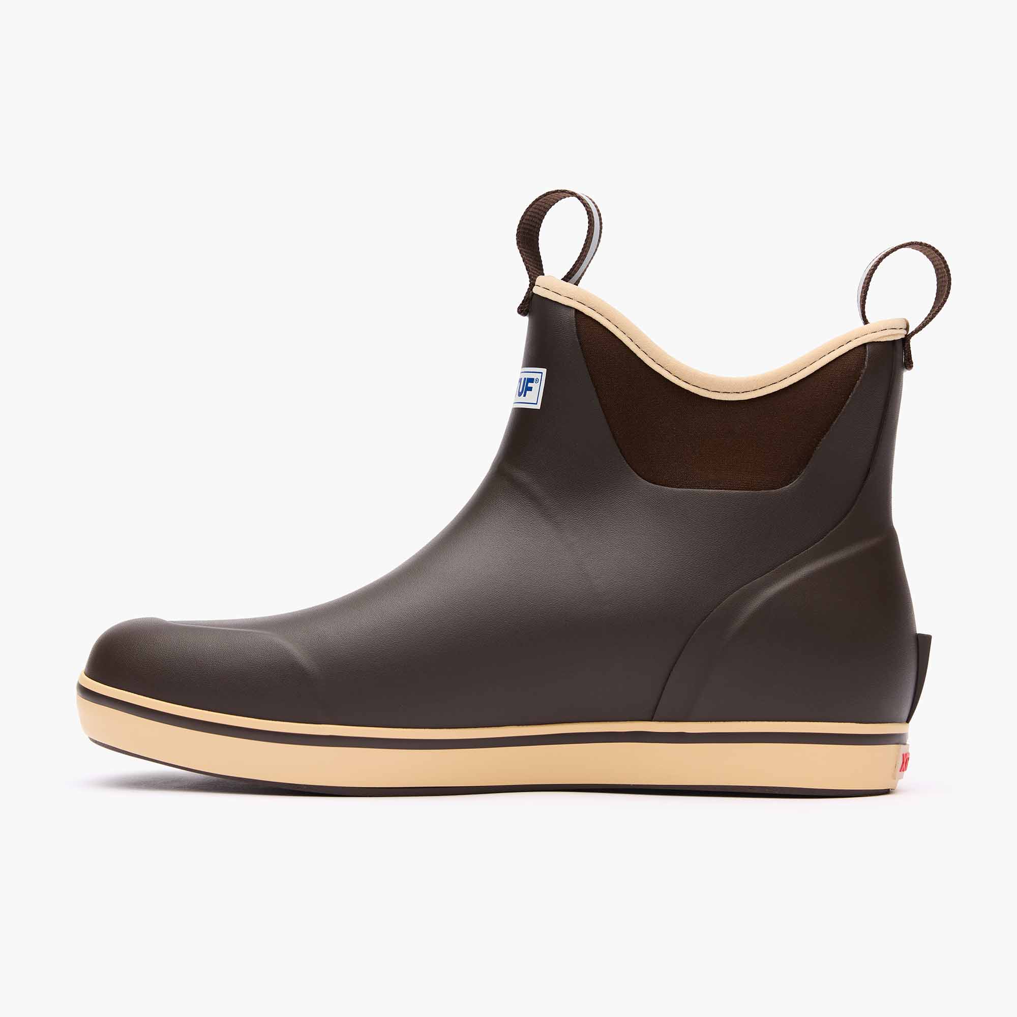 Chocolate Tan Men's Ankle Deck Boot Instep View.