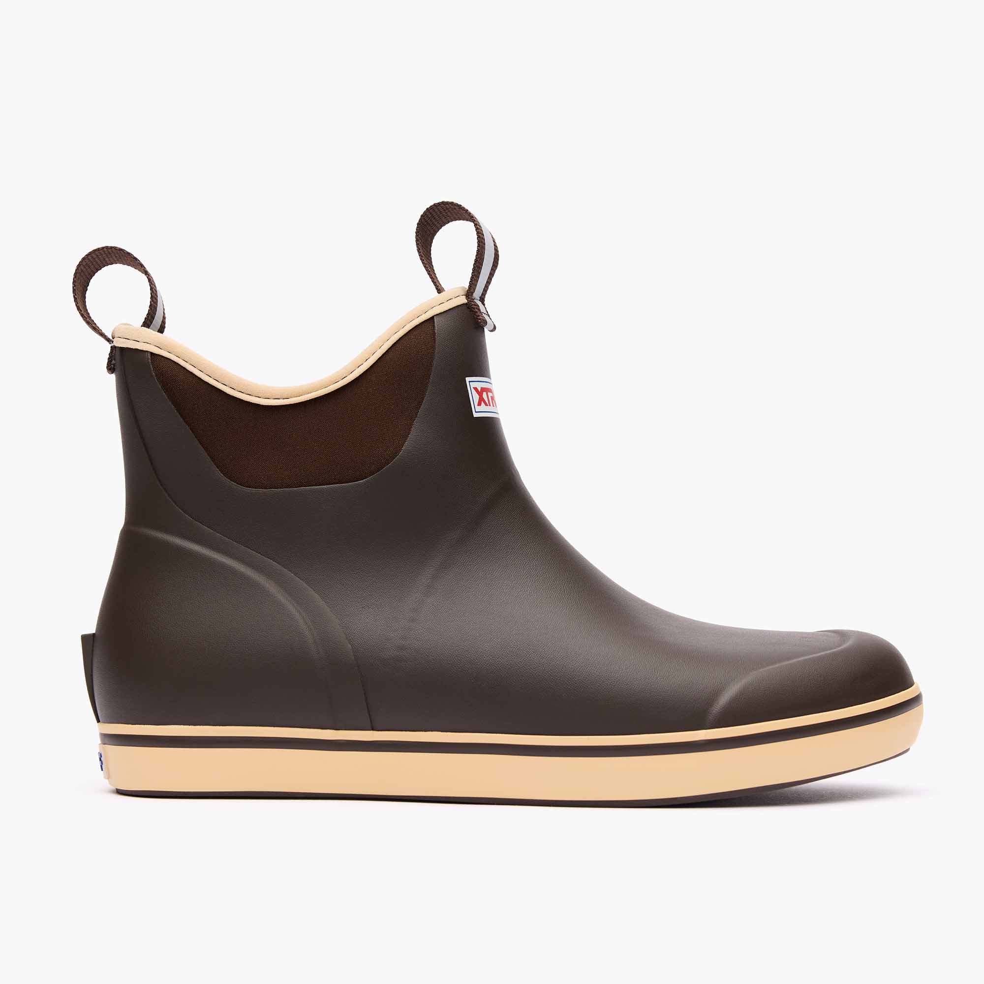 Chocolate Tan Men's Ankle Deck Boot Profile.
