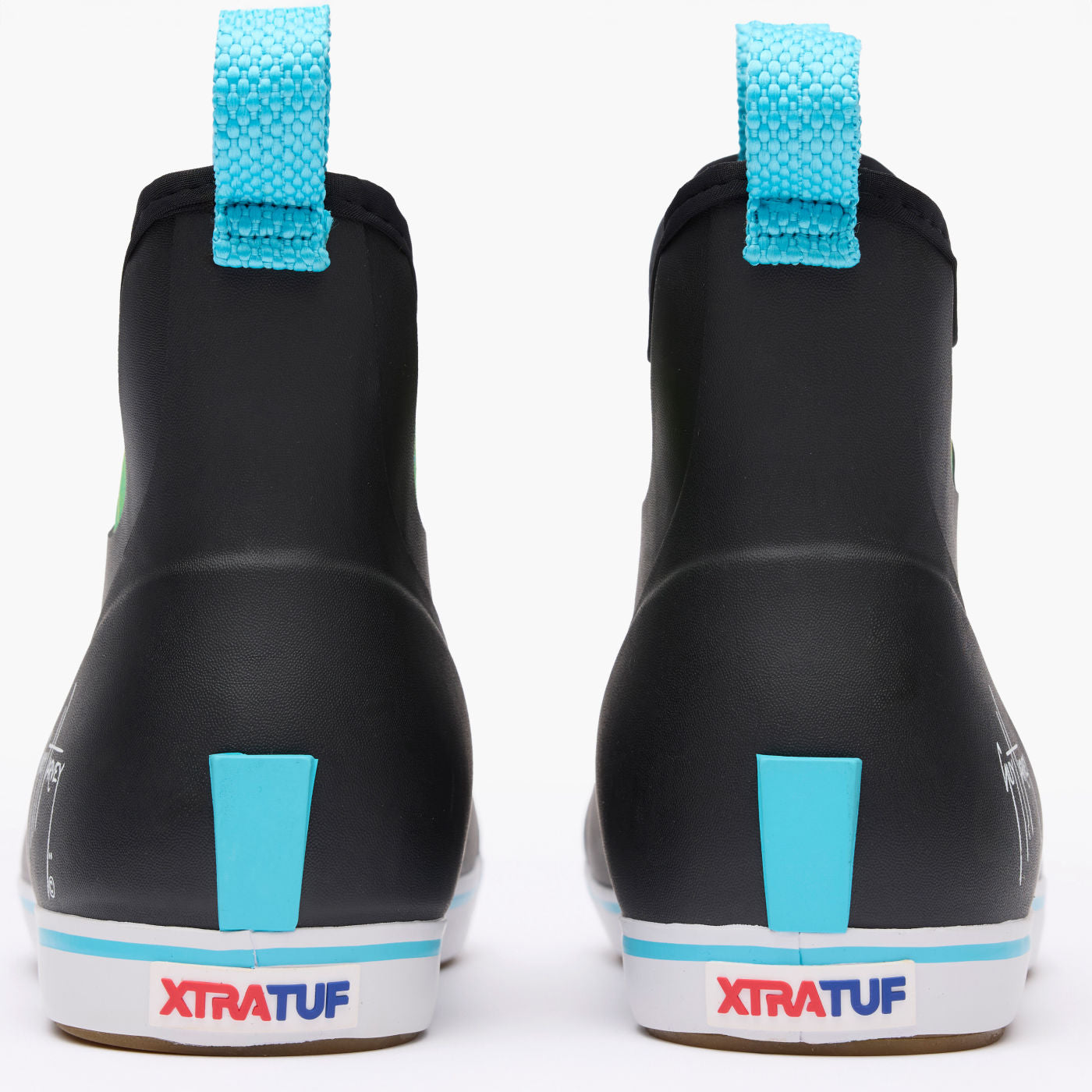 Black Mahi Men's Ankle Deck Boot Guy Harvey Back View.