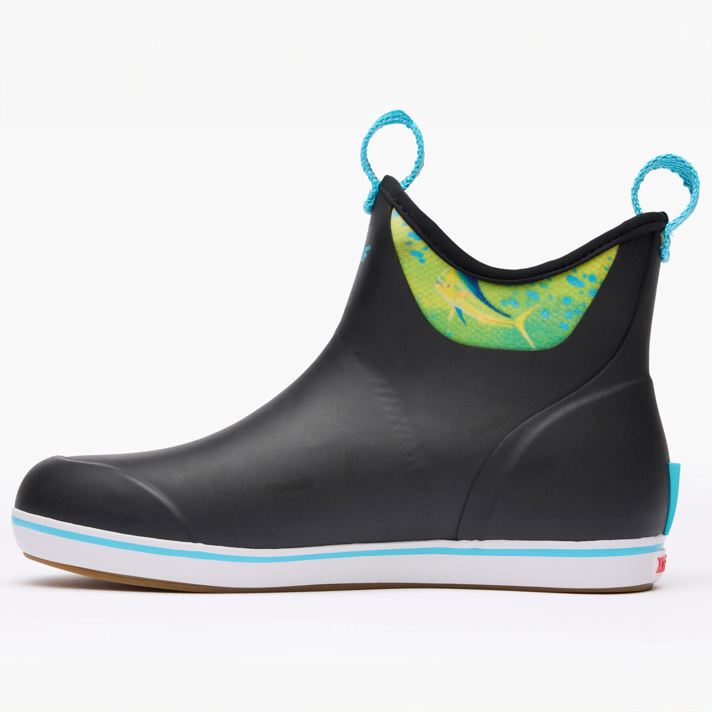 Black Mahi Men's Ankle Deck Boot Guy Harvey Instep View.