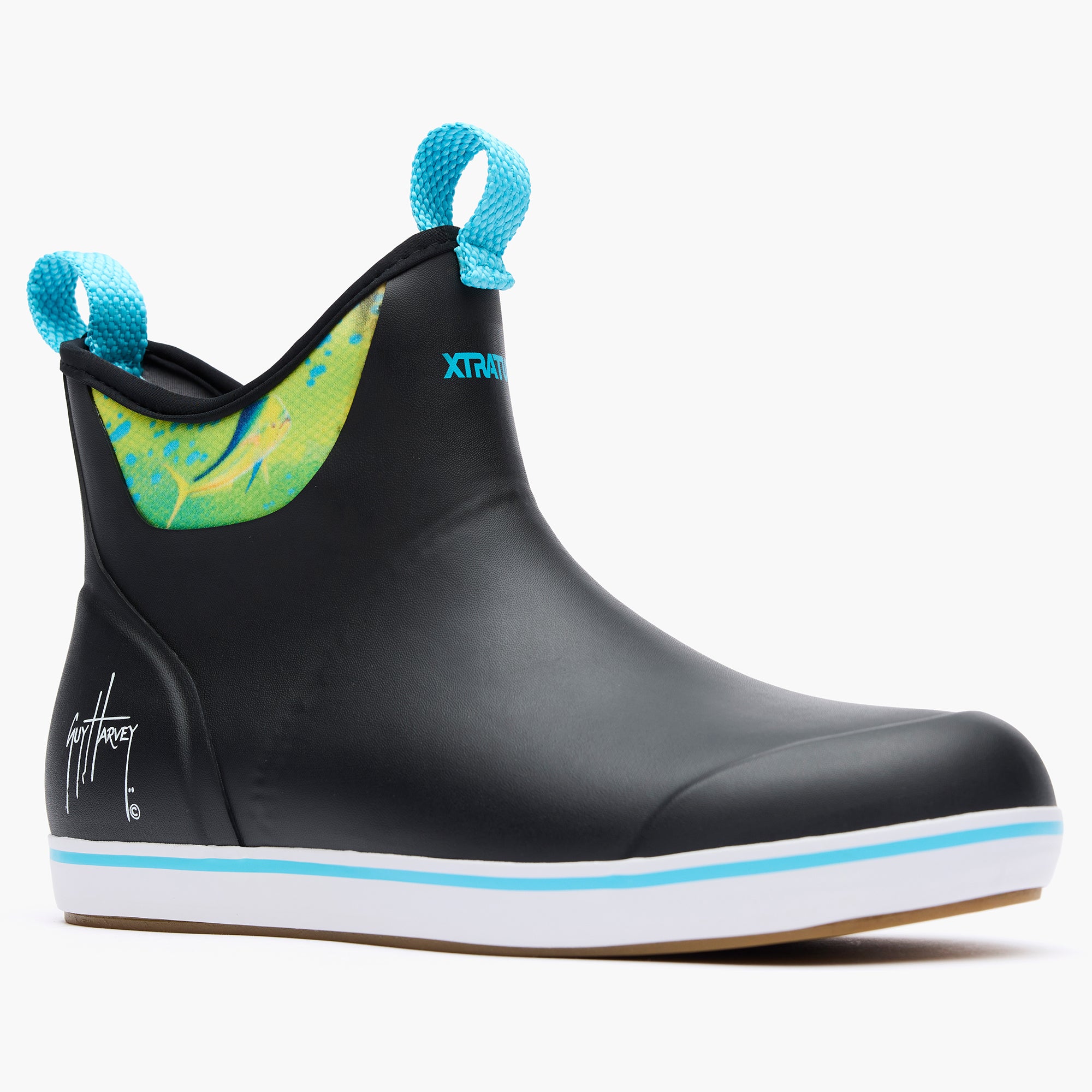 Black Mahi Men's Ankle Deck Boot Guy Harvey Main View.
