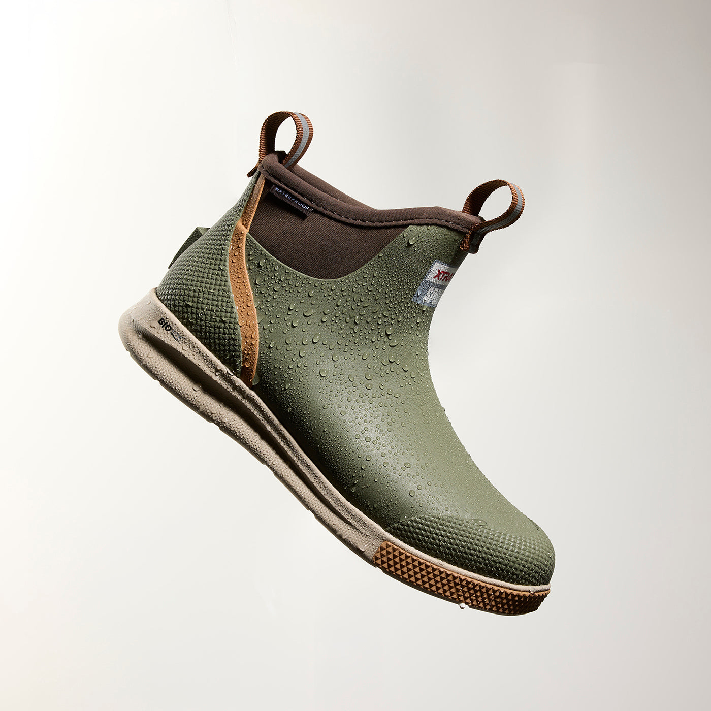 Olive XTRATUF Men's Ankle Deck Boot Sport angled product image.