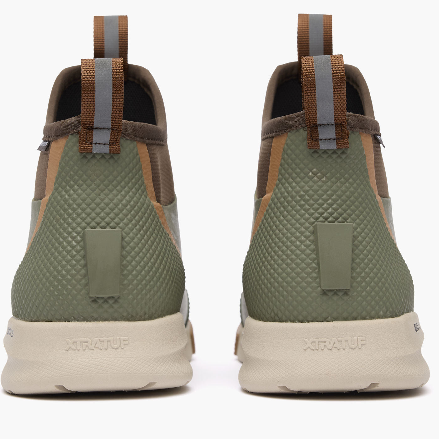 Olive Men's Ankle Deck Boot Sport Back View.