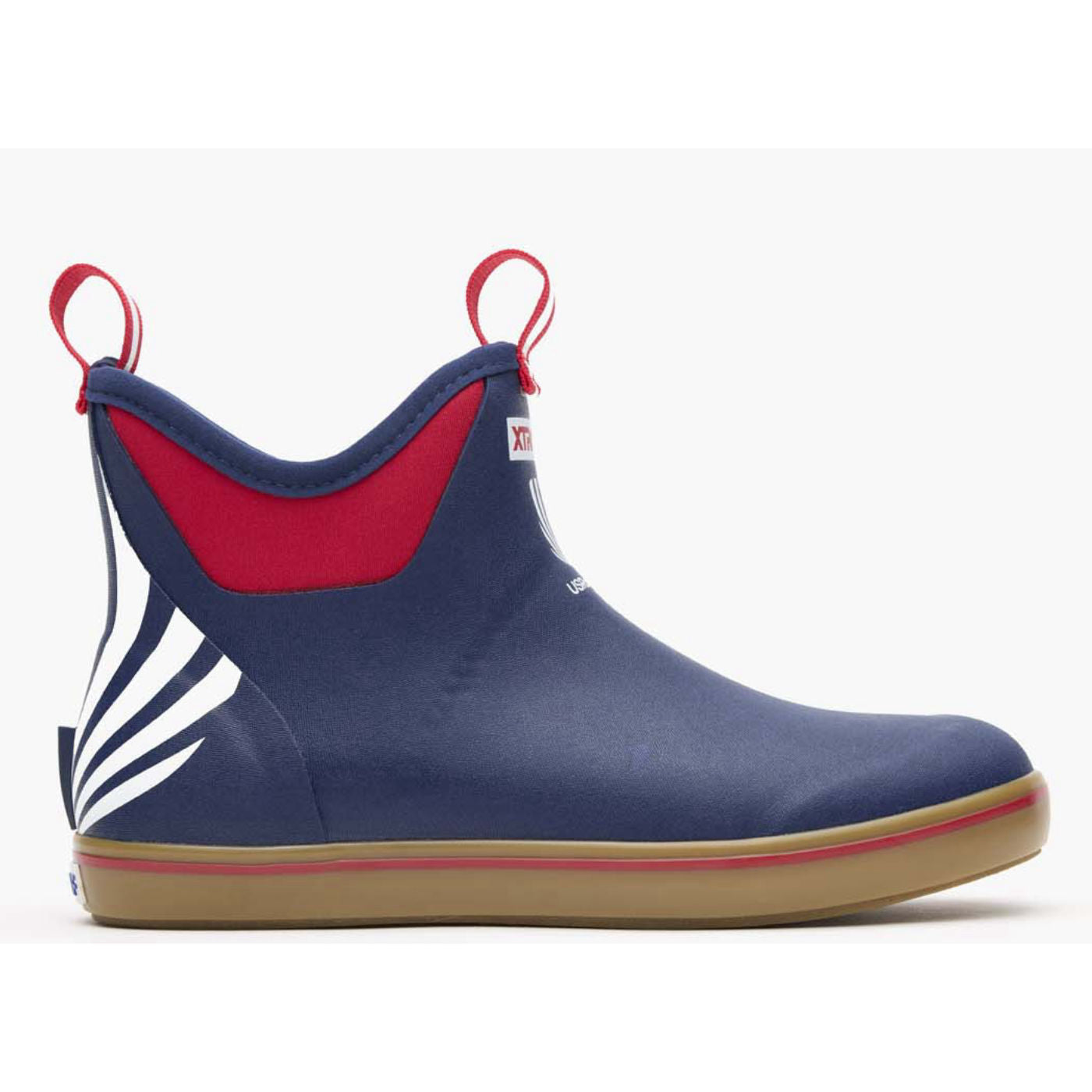 Red / White / Blue Men's Ankle Deck Boot USRowing Edition Instep View.