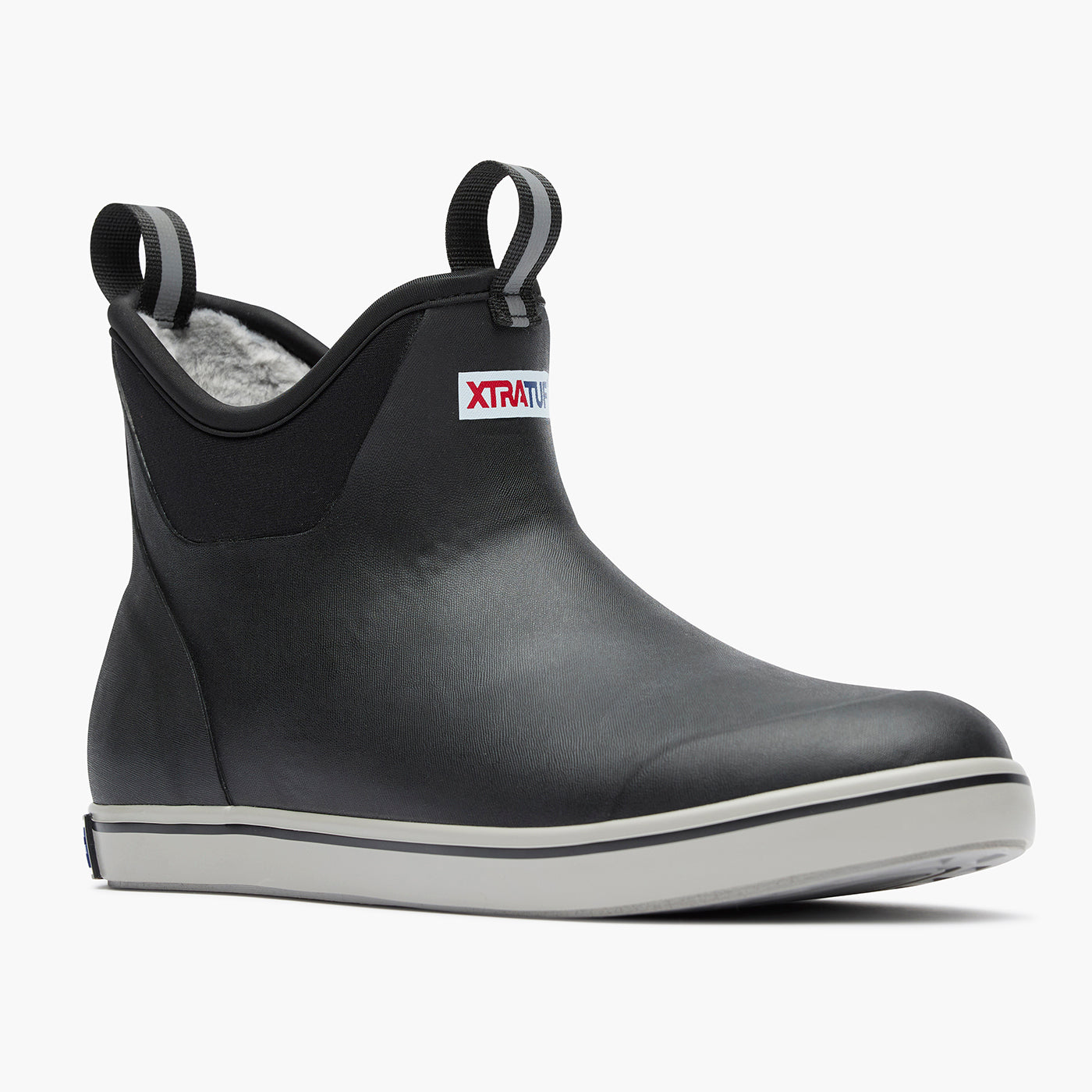 Black Men's Fleece Lined Ankle Deck Boot Main View.