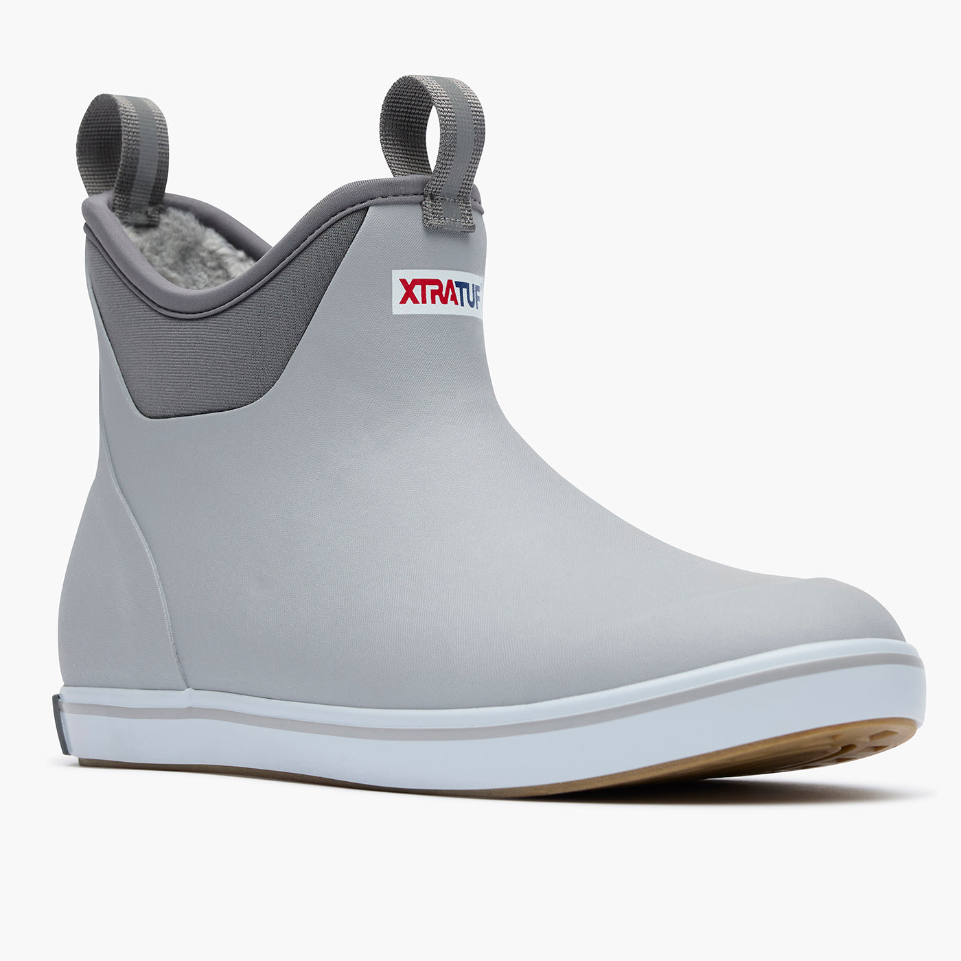 Gray Men's Fleece Lined Ankle Deck Boot Main View.