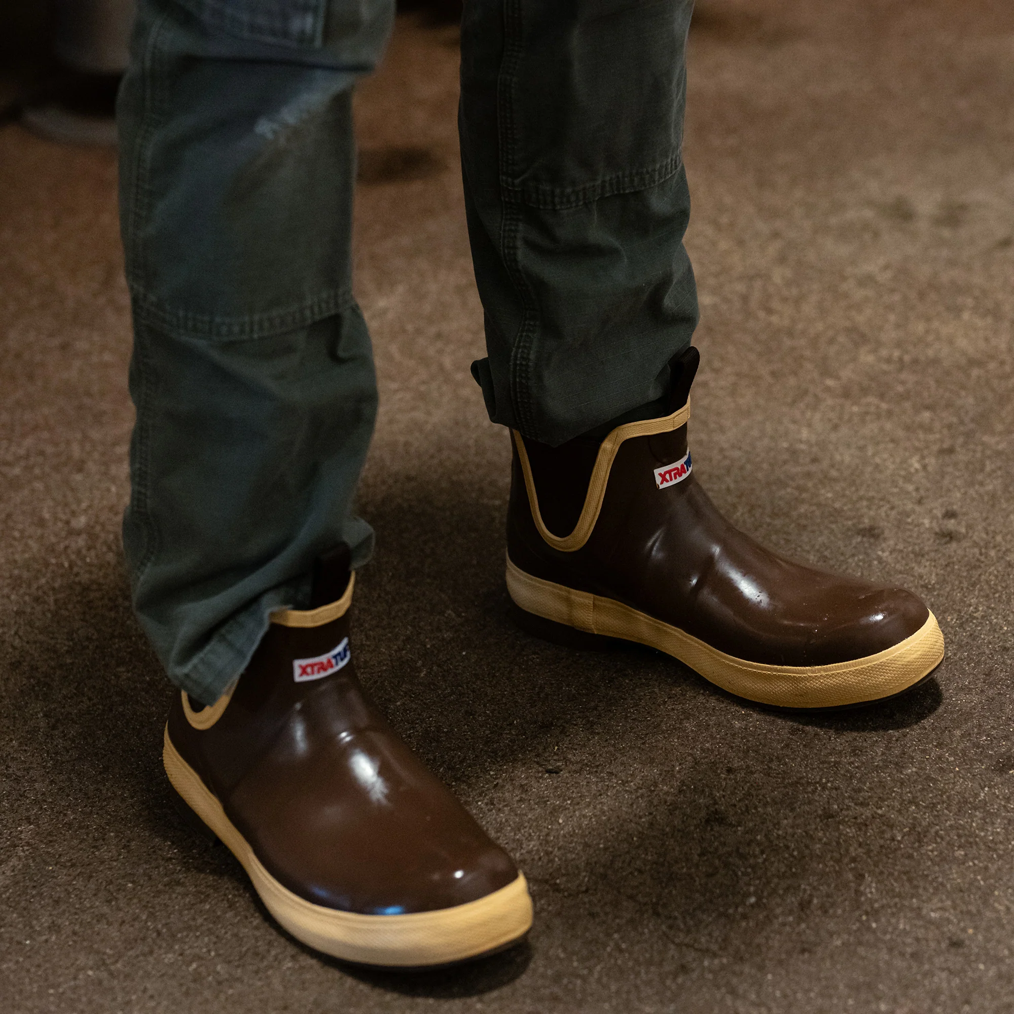 Navy Men's Legacy Ankle Deck Boot On-Foot View.
