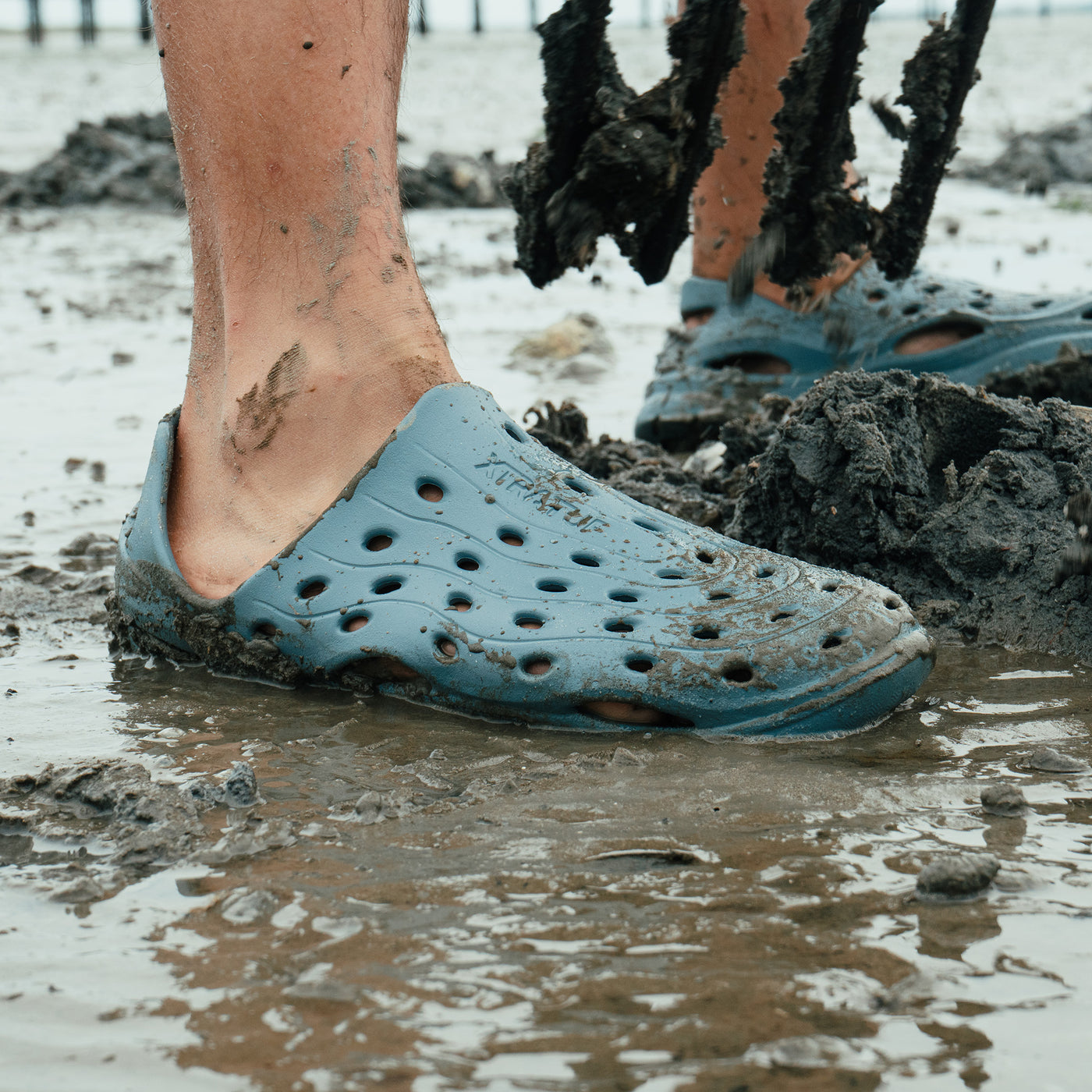Stormy Blue Unisex Riptide Sandal On-Foot View.