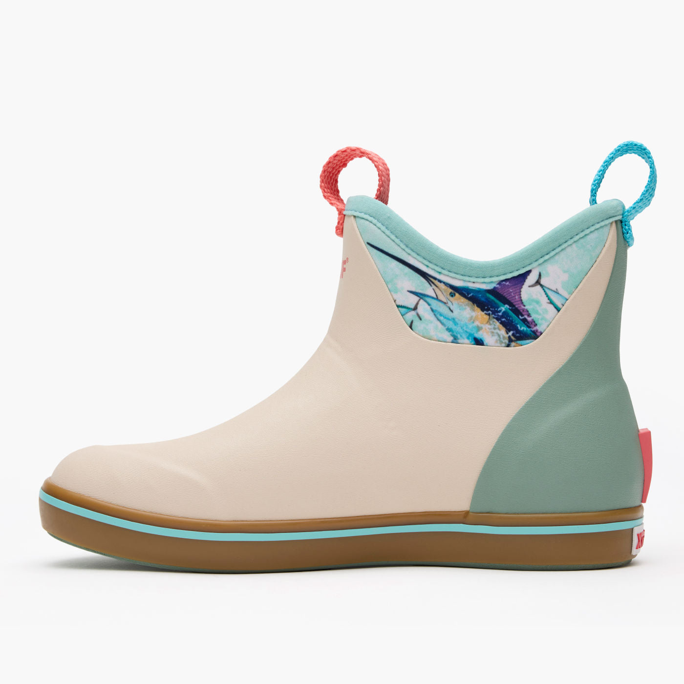 Bone White Marlin Women's Ankle Deck Boot Guy Harvey Instep View.