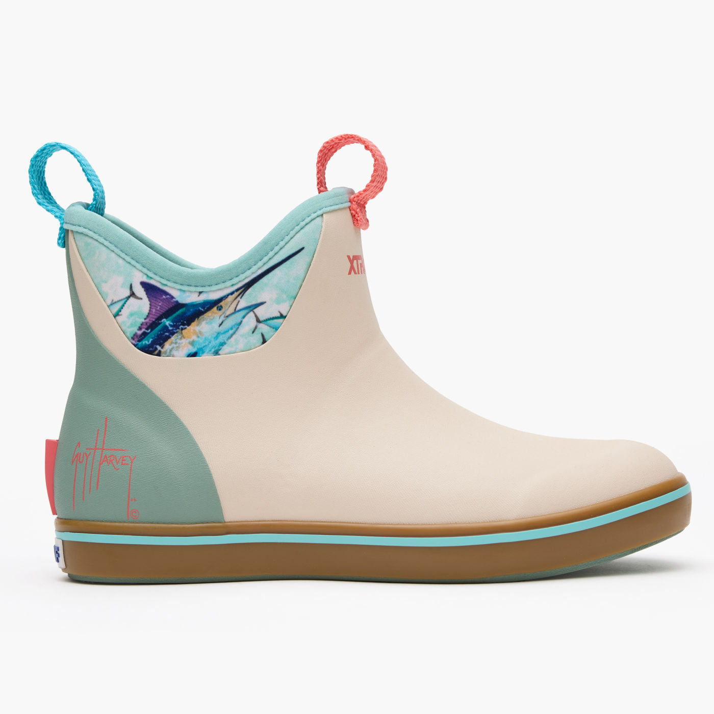 Bone White Marlin Women's Ankle Deck Boot Guy Harvey Profile.