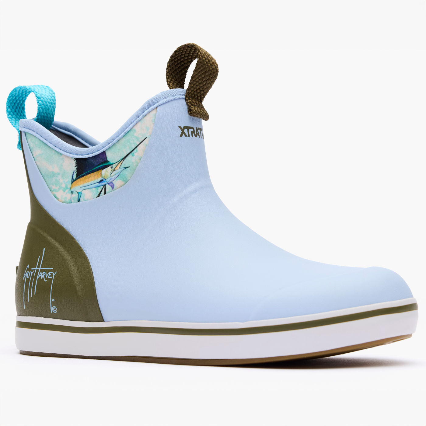 Sky Blue Marlin Women's Ankle Deck Boot Guy Harvey Main View.