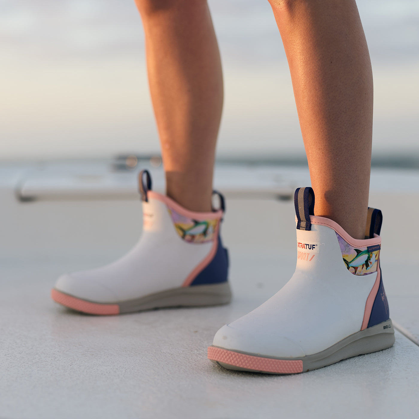 White / Sunset Tarpon Women's Ankle Deck Boot Sport Guy Harvey Alternate View.