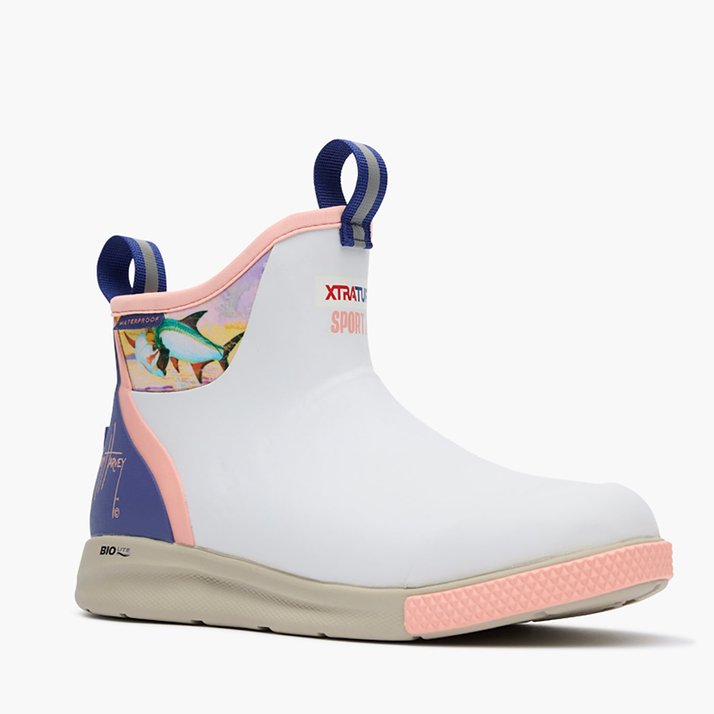White / Sunset Tarpon Women's Ankle Deck Boot Sport Guy Harvey Main View.