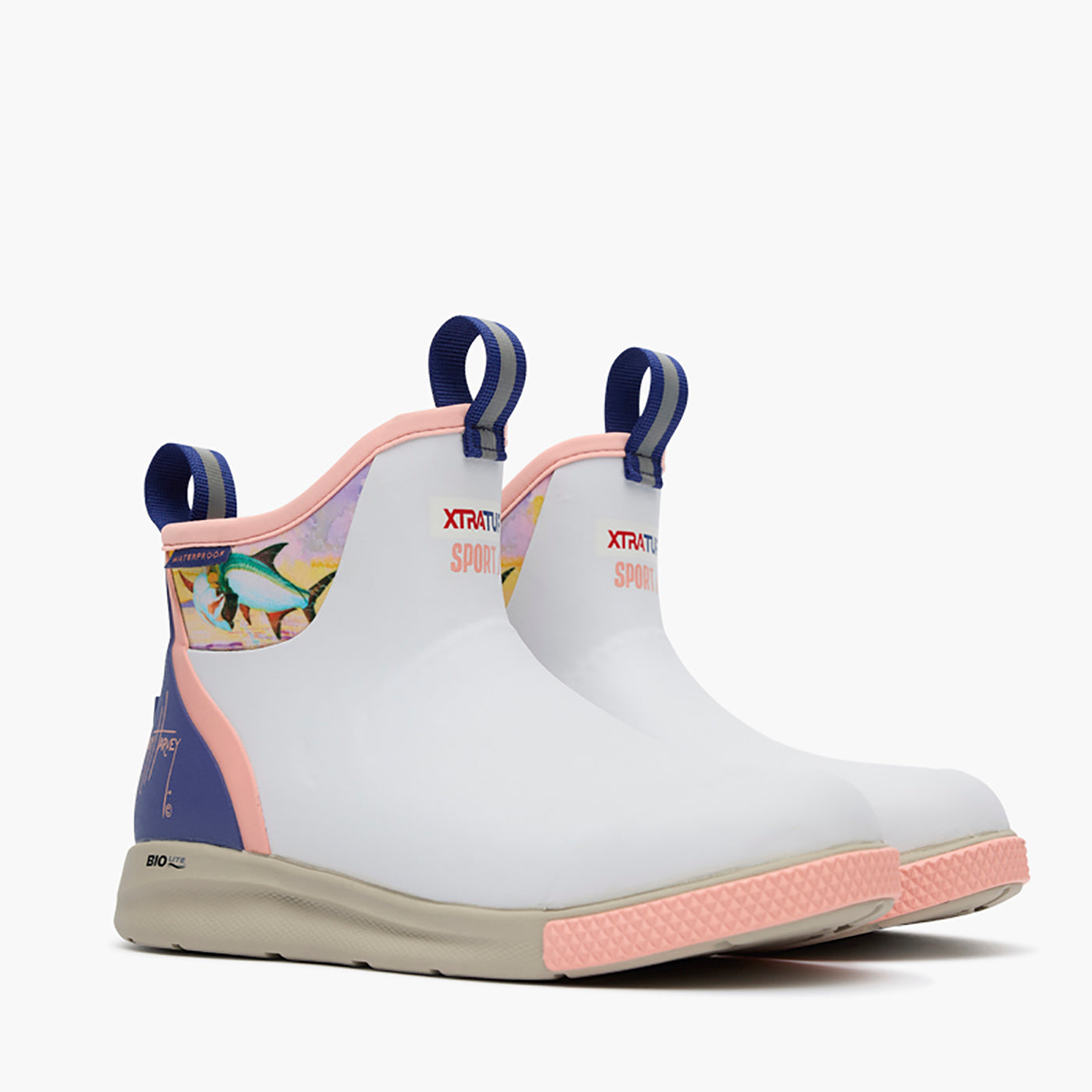 White / Sunset Tarpon Women's Ankle Deck Boot Sport Guy Harvey Pair 2.