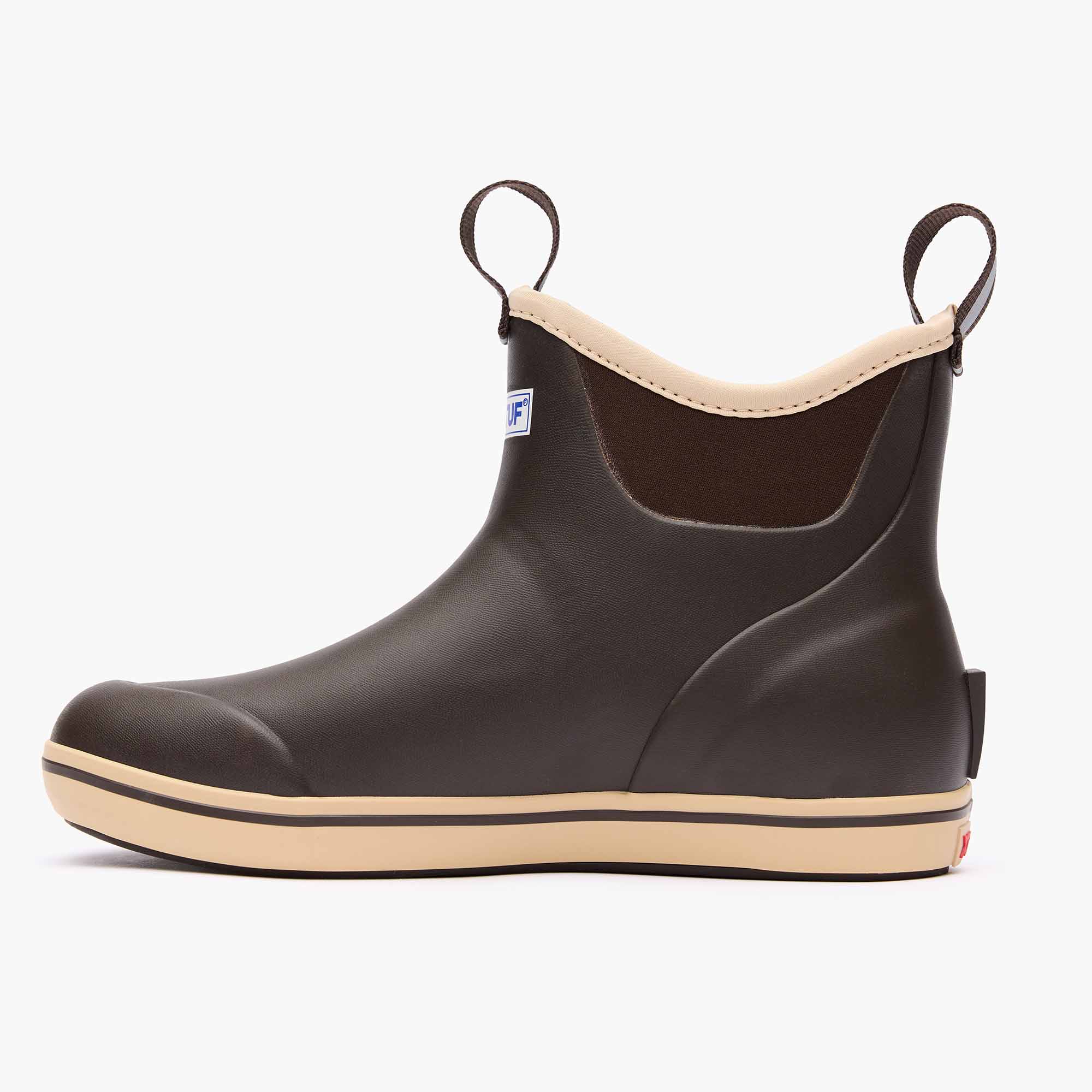 Brown Women's Ankle Deck Boot Instep View.