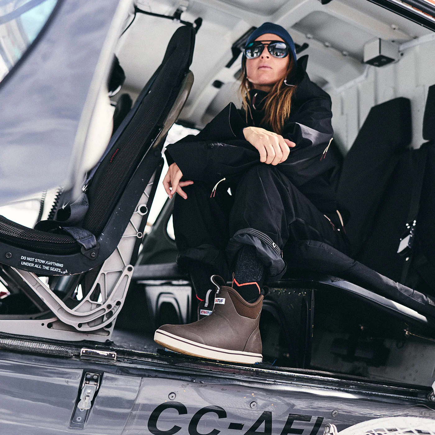 Brown Women's Ankle Deck Boot On-Foot View.