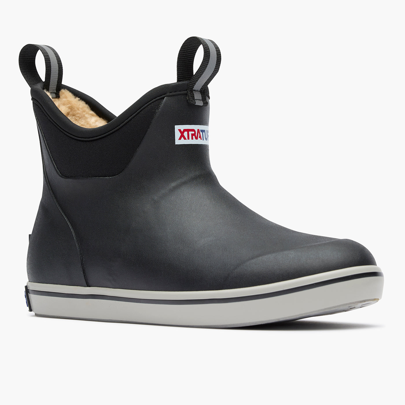 Black Women's Fleece Lined Ankle Deck Boot Main View.